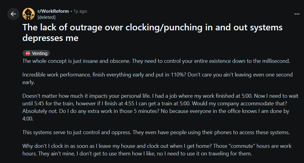 A Reddit thread in r/WorkReform