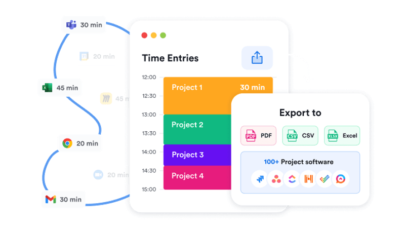 Exporting billable hours to a project software