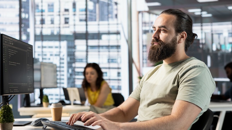 A developer writing code