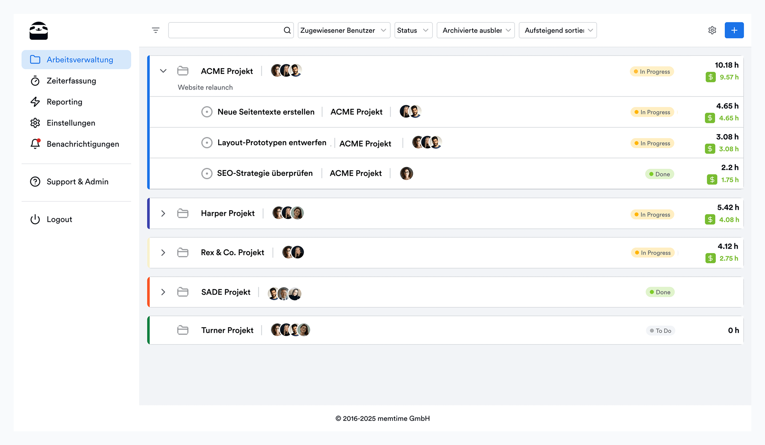 Vorteile von Memtime Projects