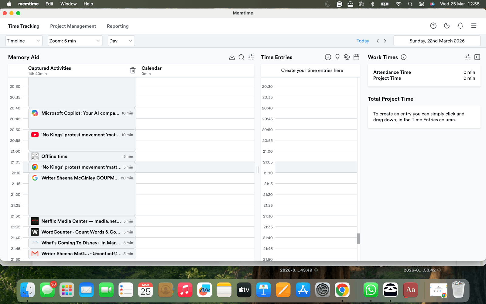 Logging time automatically with Memtime