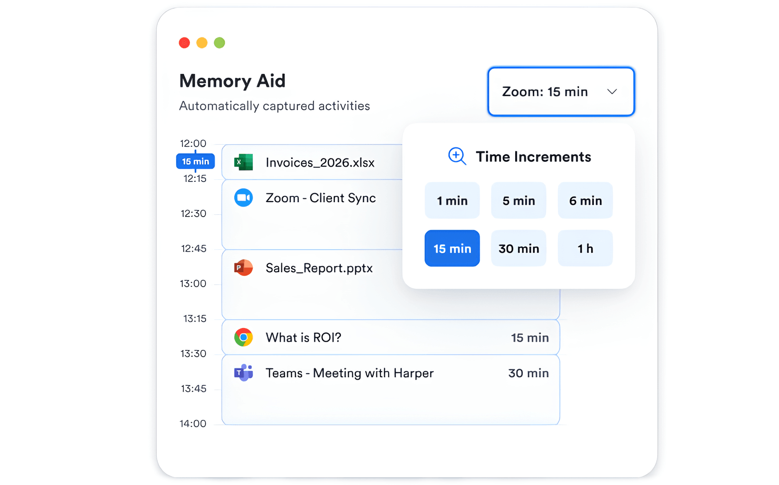 Memtime's time increments