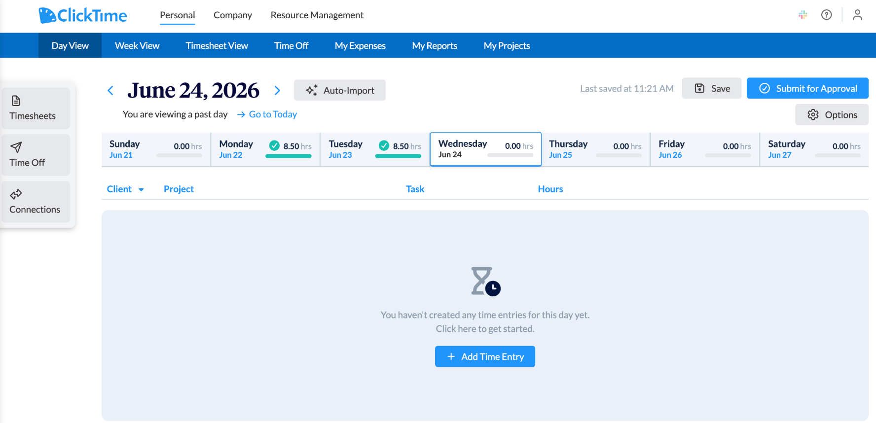 ClickTime's automatic time tracking, mapped by AI
