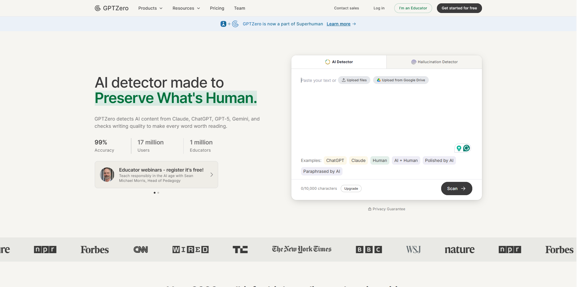 GPTZero screenshot