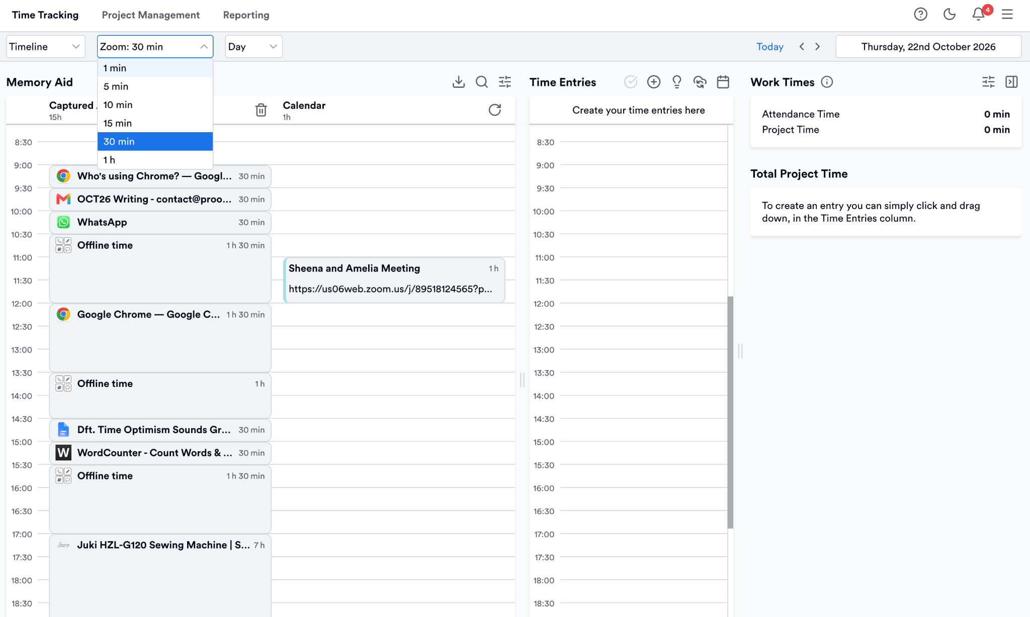 Memtime recording your workday