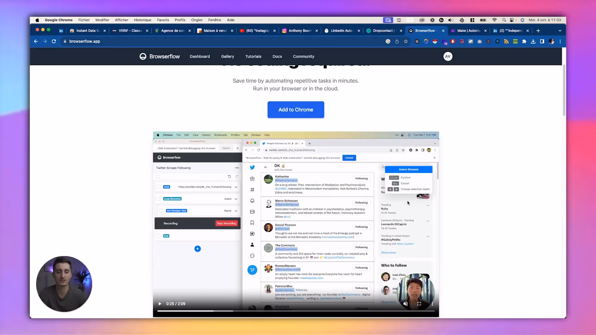 Interface de Drop Contact pour l'enrichissement des contacts