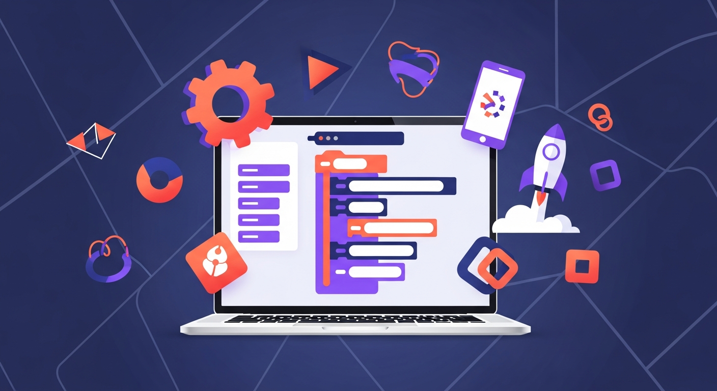 Illustration création application No-Code - créer une application sans coder | ILLITH
