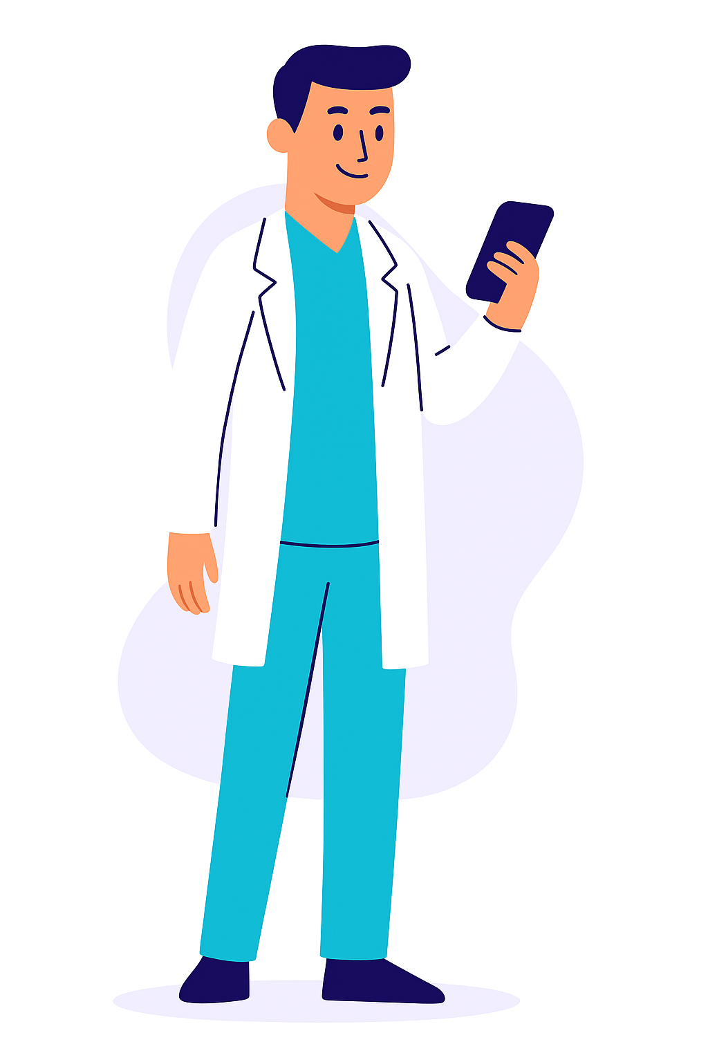 dentiste qui regarde son telephone