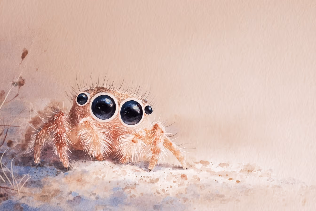 Ilustrace pavoučka ve volné přírodě