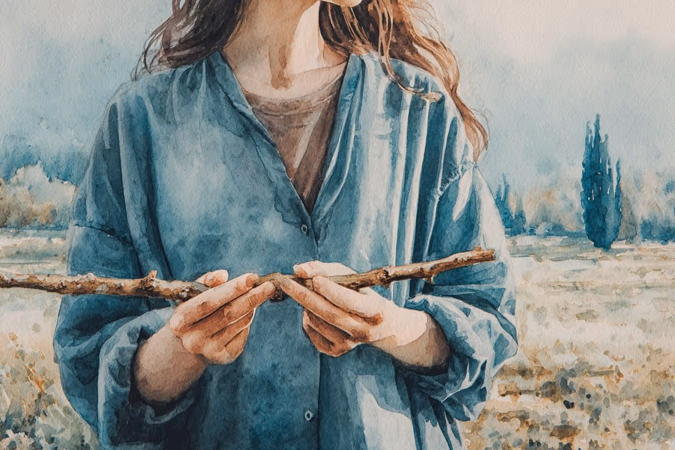 Ilustrace symbolizující proutkaření