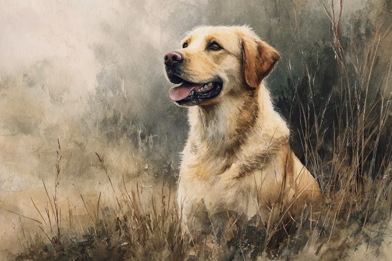 Ilustrace pejska ve volné přírodě