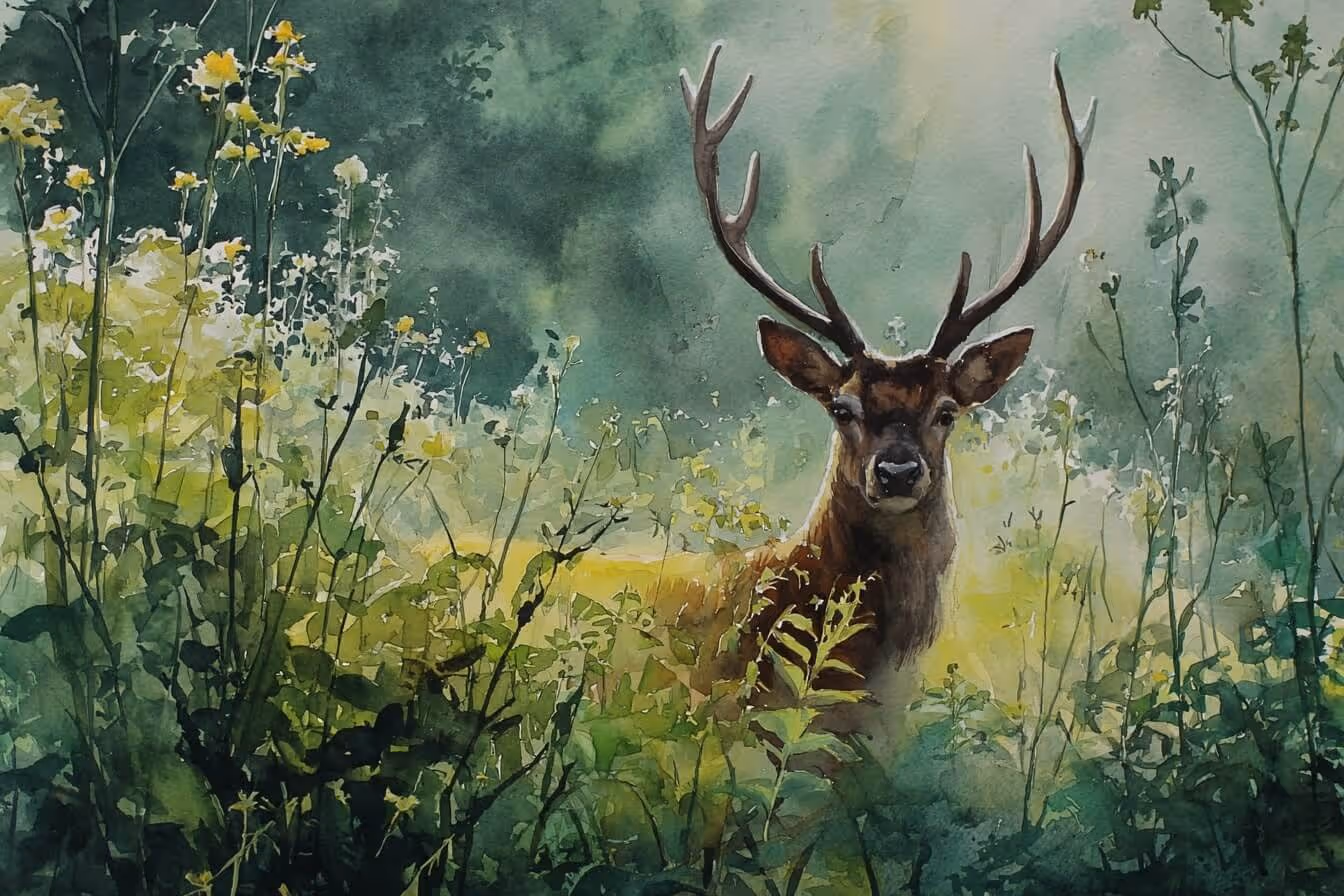 Ilustrace jelena jako duchovního průvodce