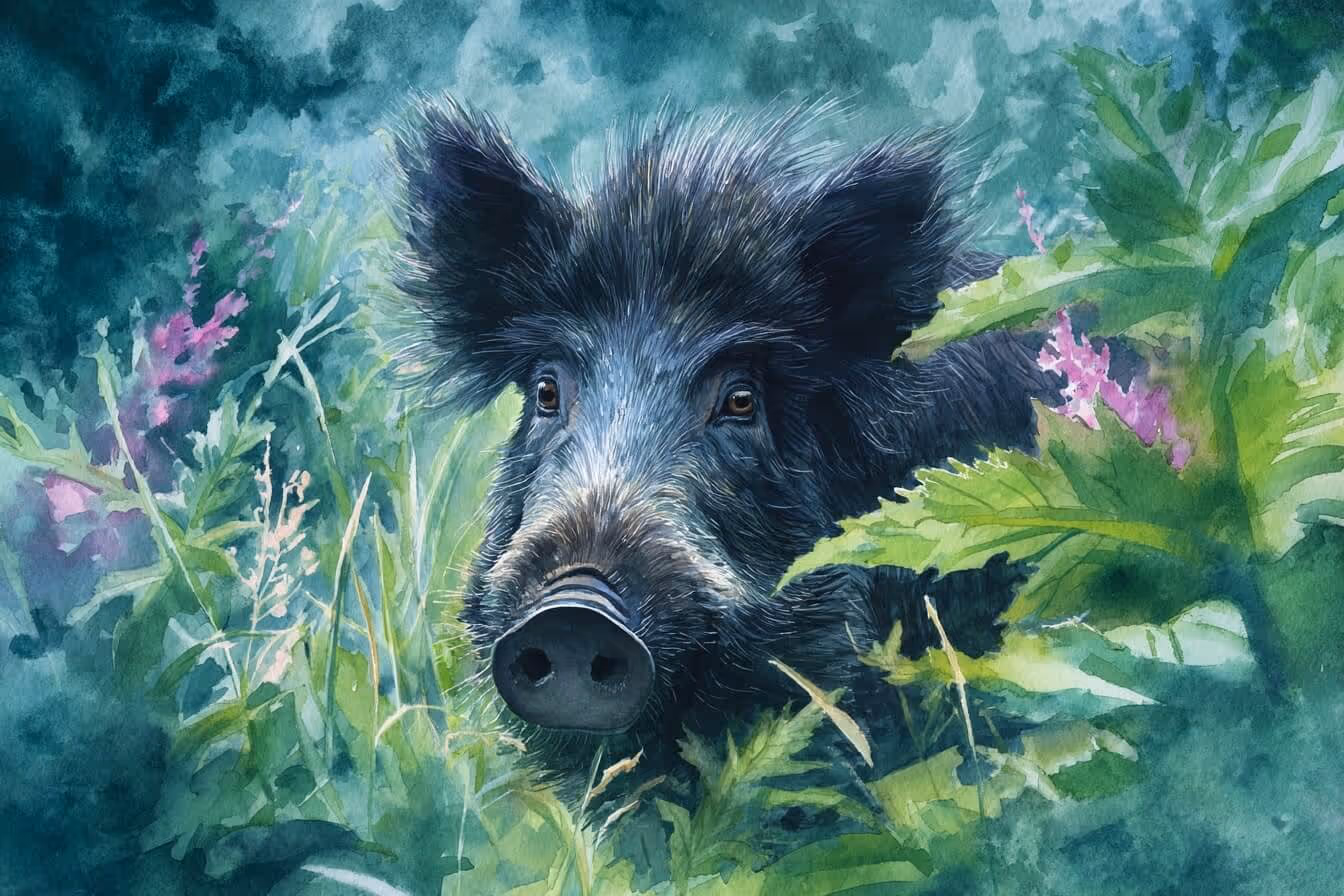Ilustrace divokého prasete jako duchovního průvodce