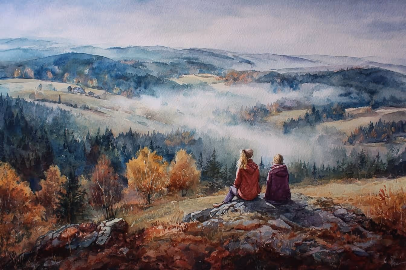 Ilustrace šumavské krajiny