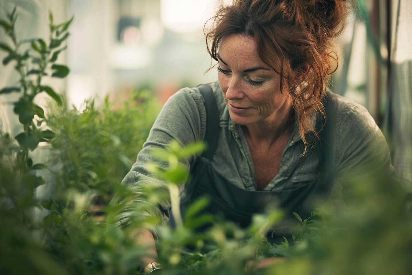 Různé čerstvé bylinky na dřevěném stole, připravené pro použití v kuchyni, bylinných čajích a přírodní medicíně.