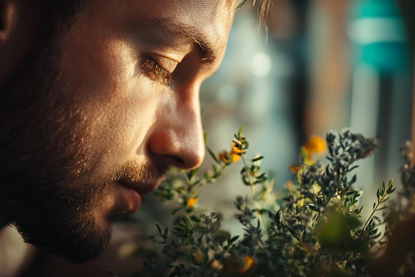 Muž popíjející bylinkový čaj z adaptogenních bylin pro energii a odolnost. Přírodní adaptogeny podporují imunitu a pomáhají zvládat stres.