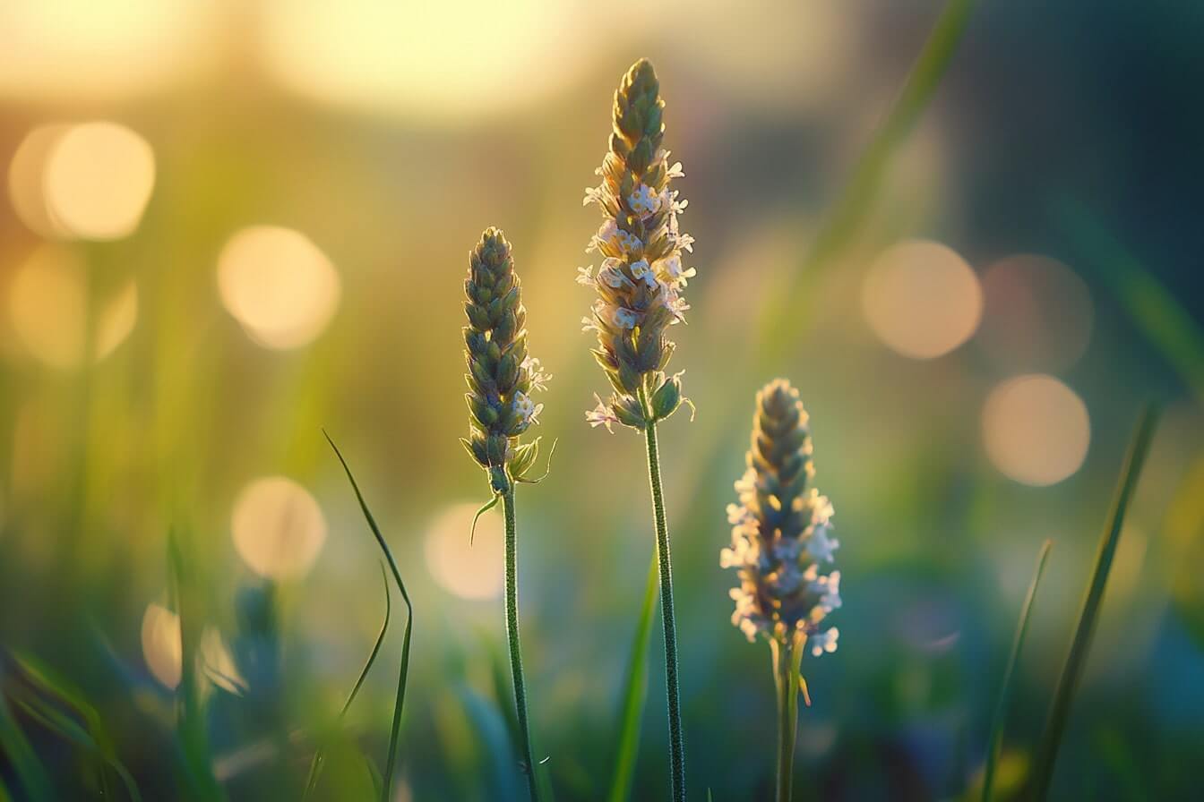 Jitrocel kopinatý - detailní záběr na listy a květy této léčivé bylinky, známé pro své prospěšné účinky na dýchací a trávicí systém.
