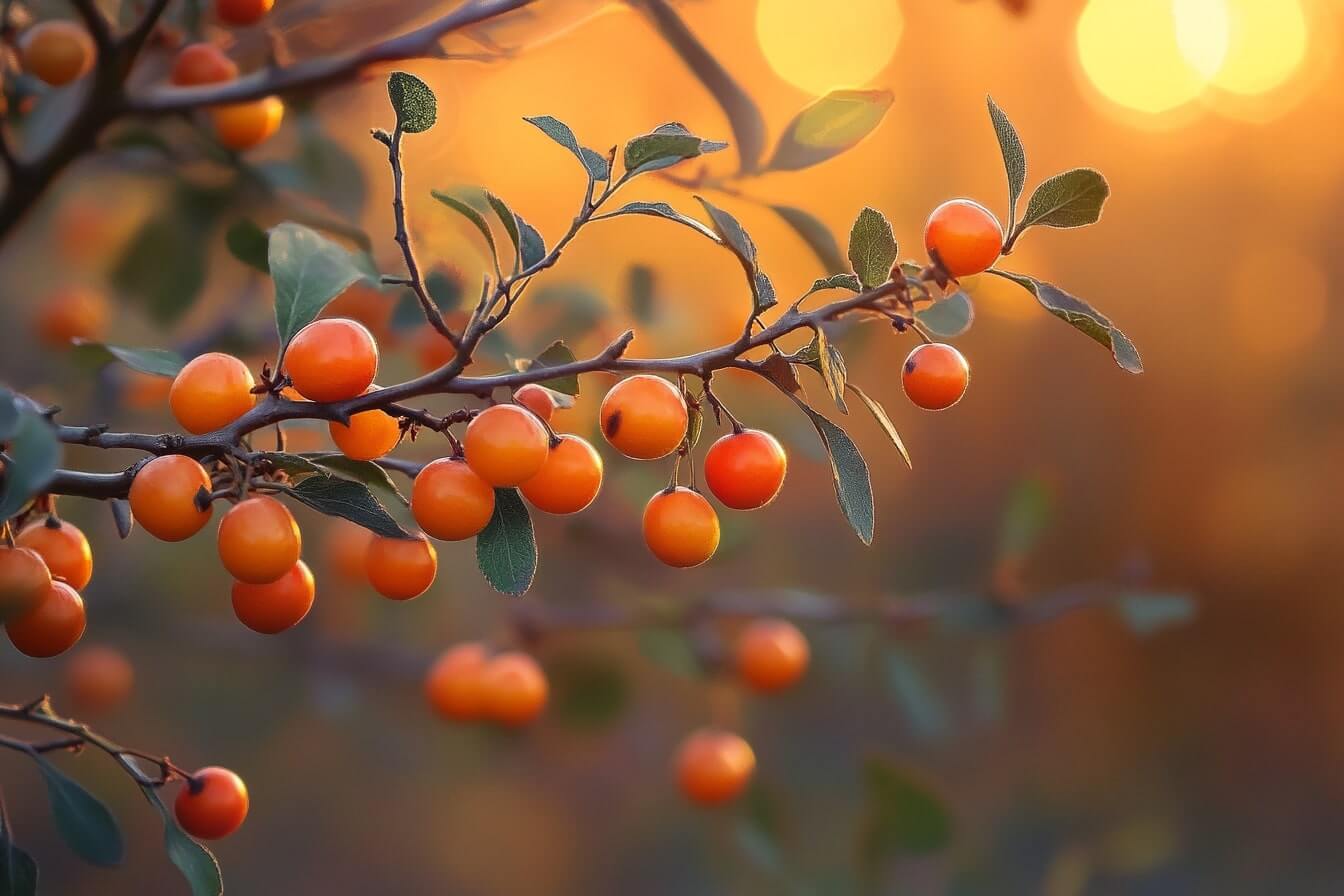 Rakytník v misce a lahvička rakytníkového oleje – přírodní zdroj vitamínů a zdraví pro pleť a imunitu