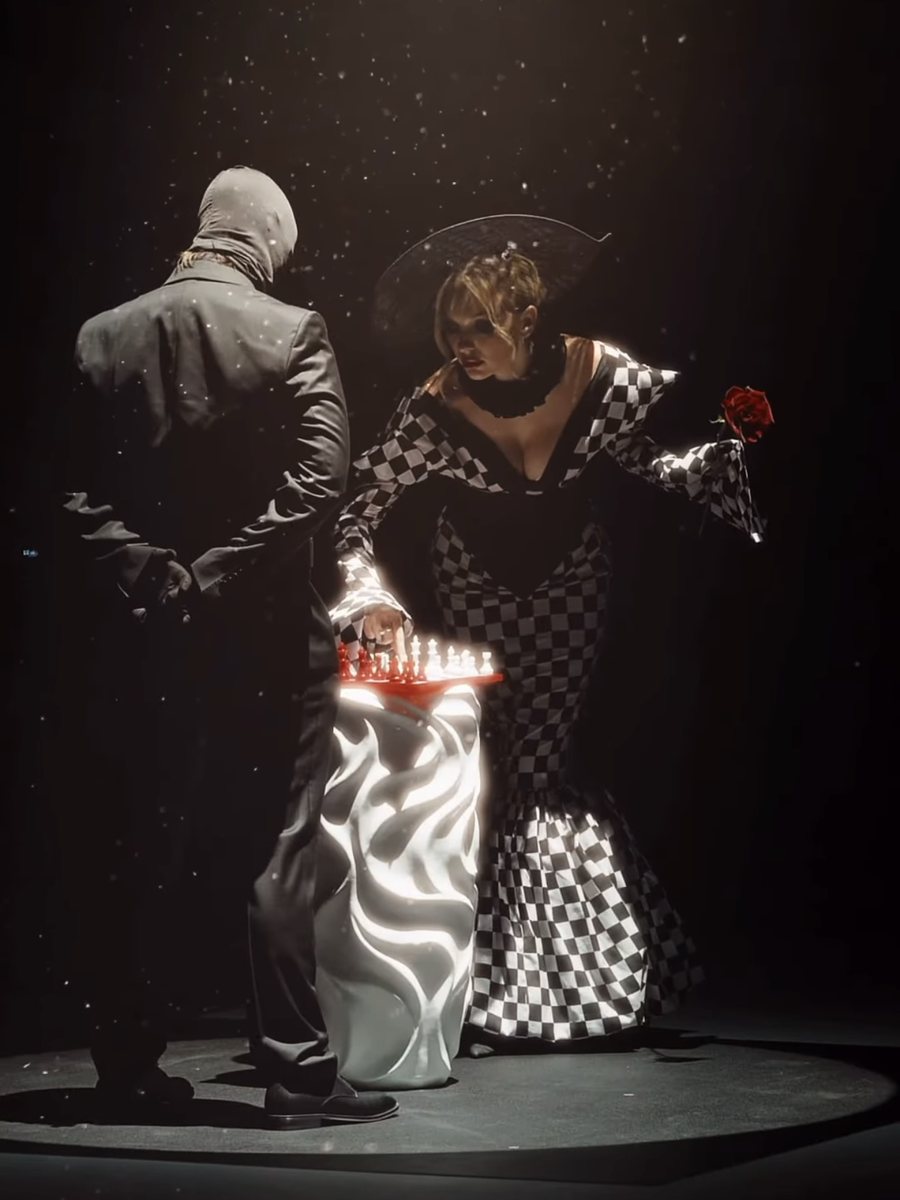 FERZ performers in custom chess costumes play on a handmade board at Fashion Factor Dubai