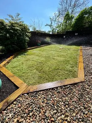 Photo of turfing service in progress.