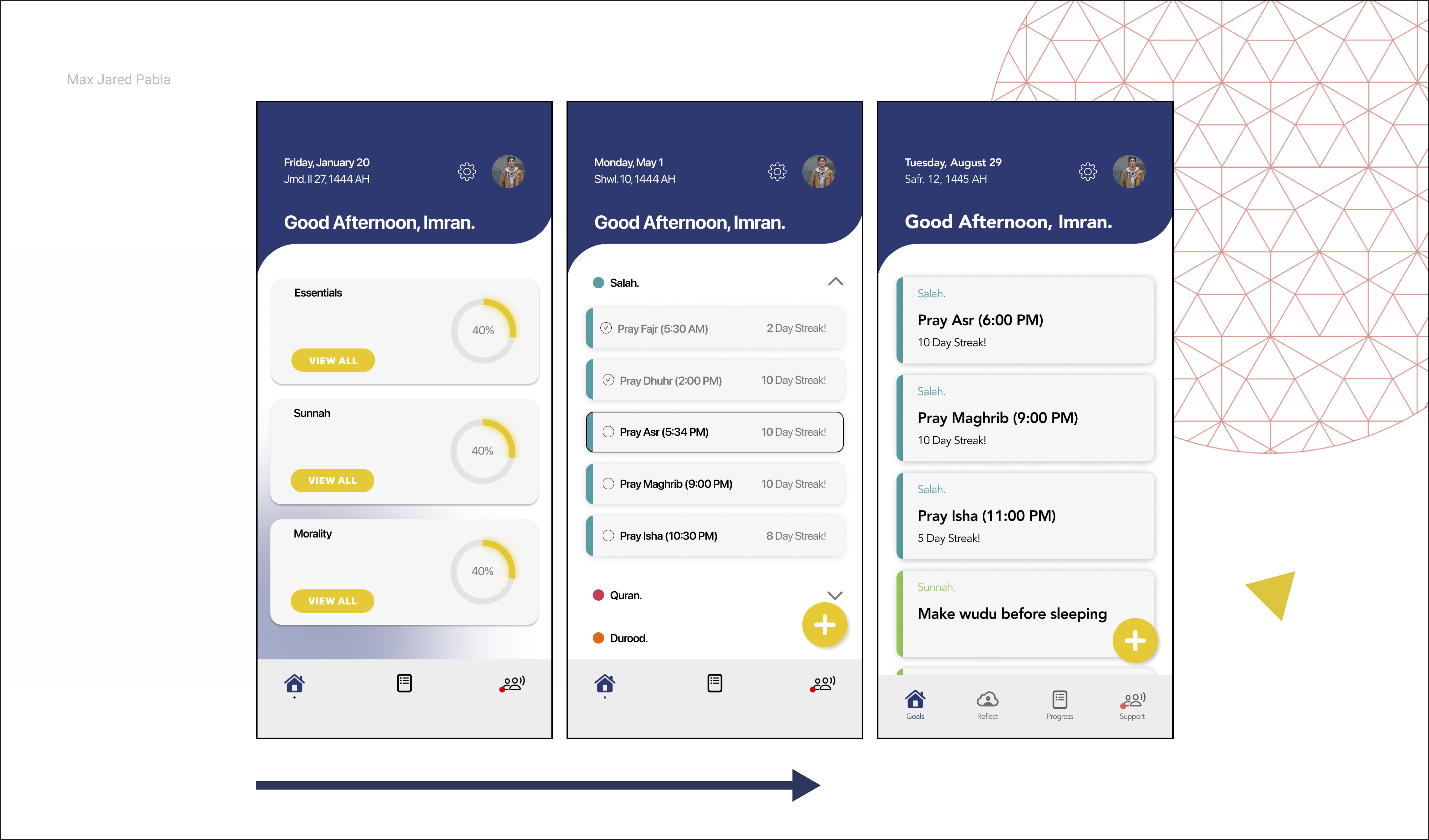 Different iterations of the home screen