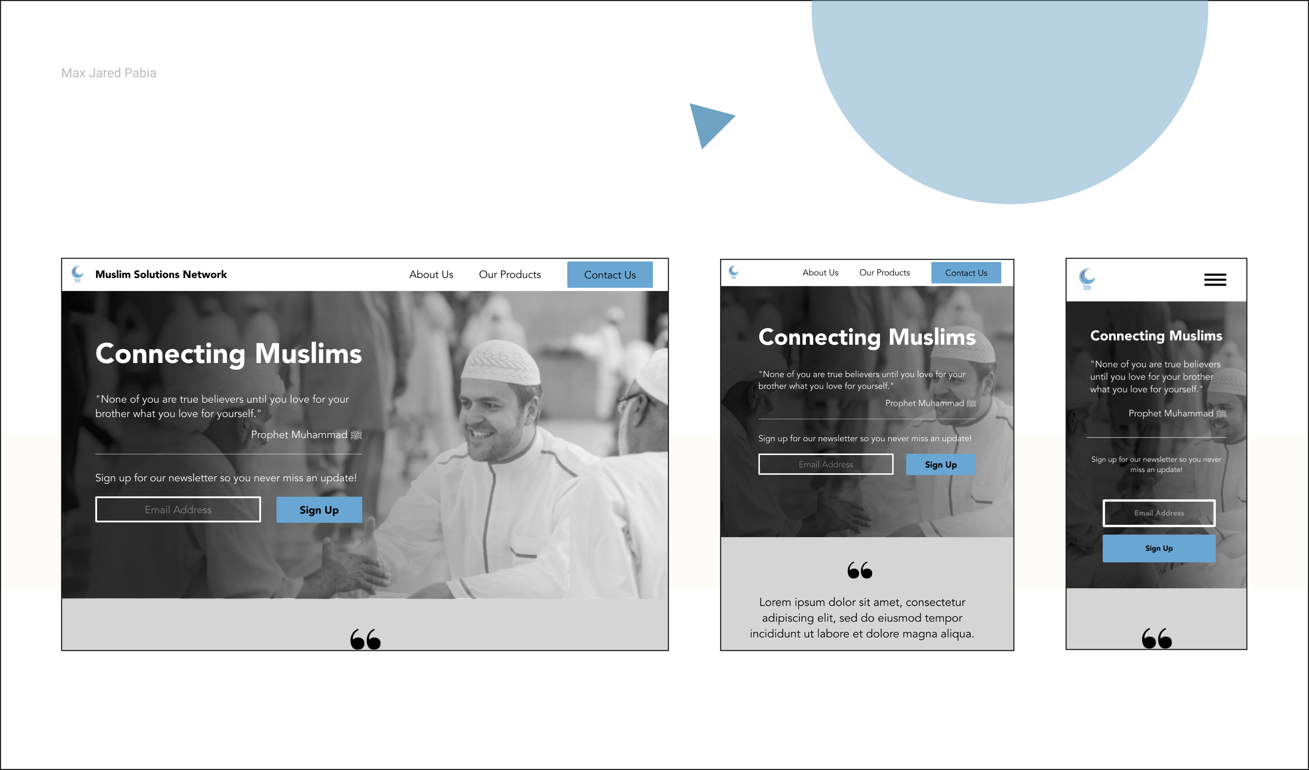 The original design for the website on desktop, mobile, and tablet.