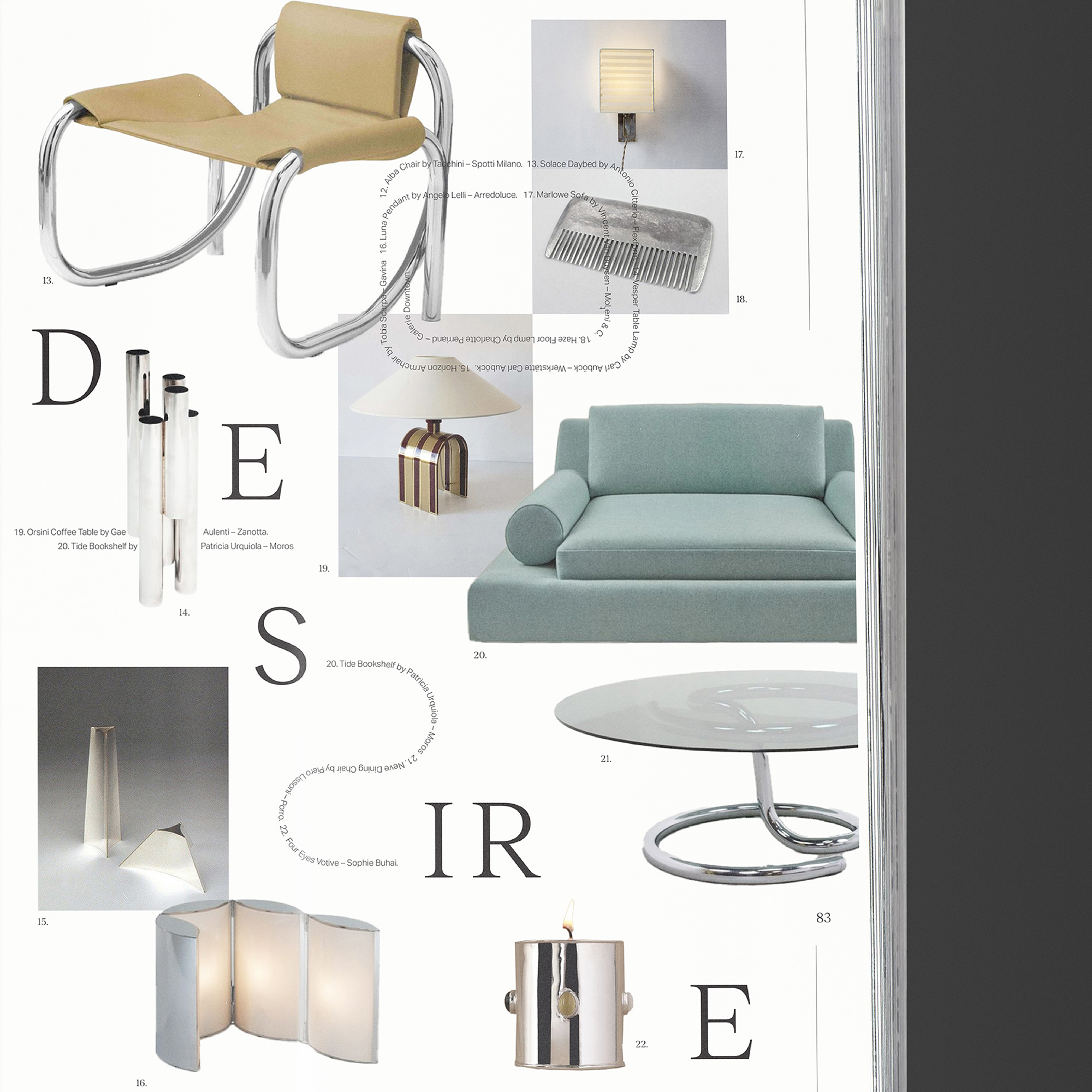Close up of furniture design magazine spread scanned image
