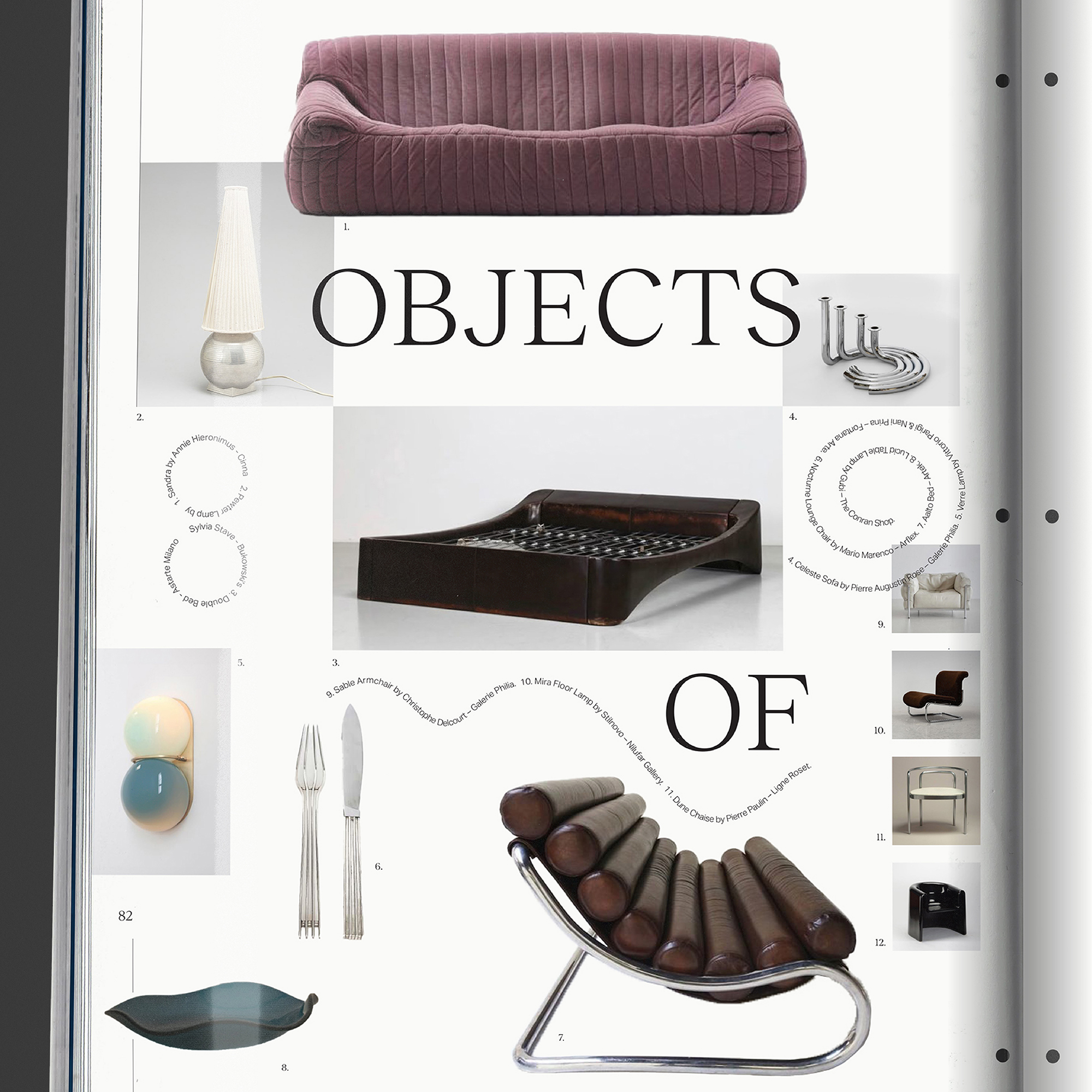 Close up of furniture design magazine spread scanned image