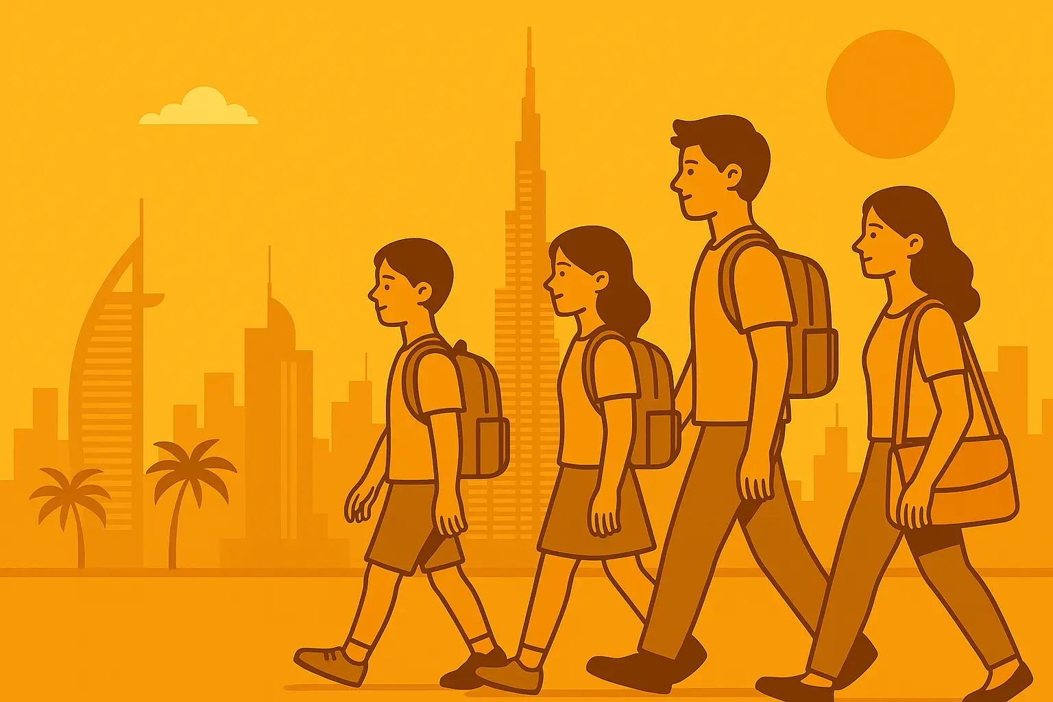 Children walking at chool in dubai
