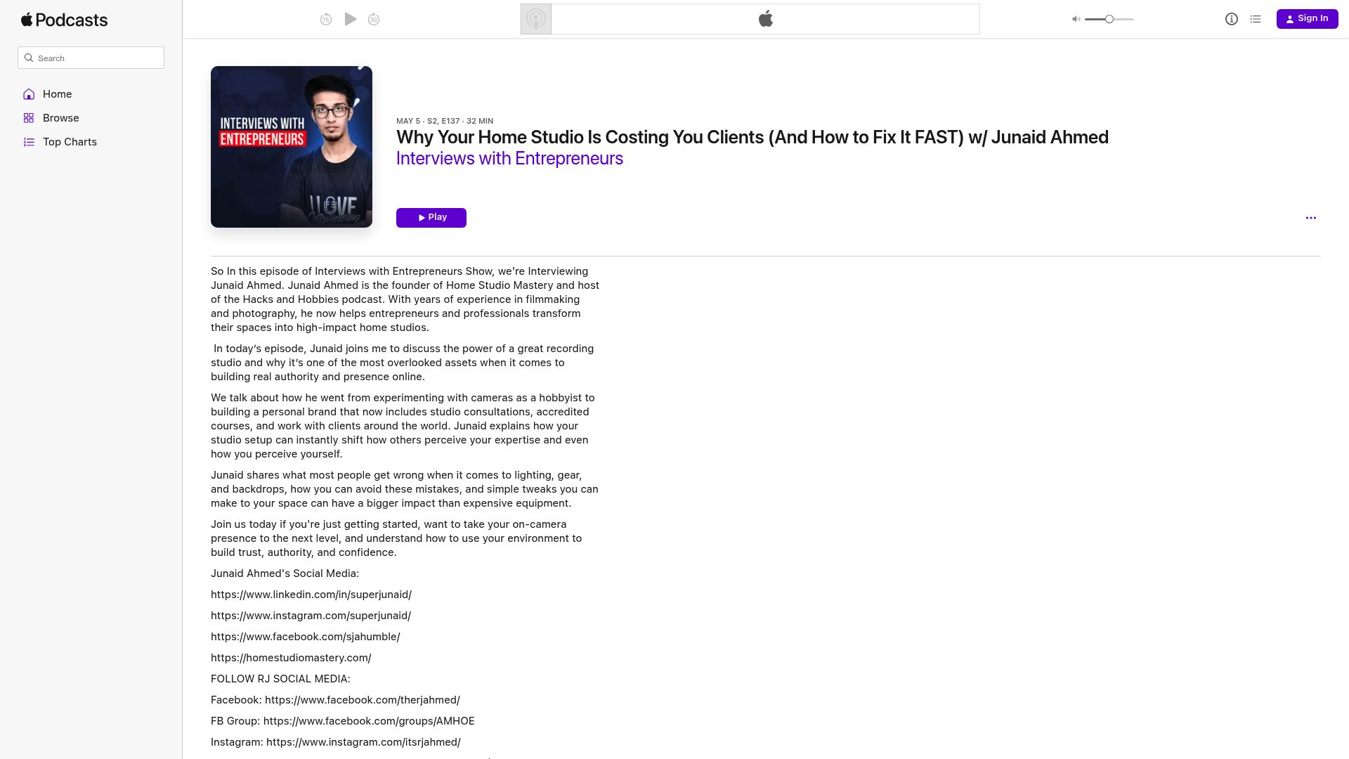 7 Must-Watch Entrepreneur Interviews to Inspire You in 2025 - 6. Junaid Ahmed: Building Authority with Home Studio Mastery