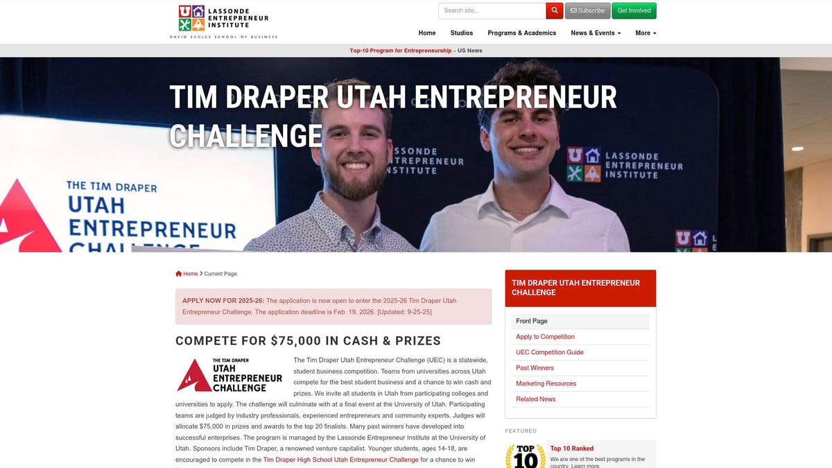 Top 10 Pitch Competition Events to Watch in 2025 - Utah Entrepreneur Challenge 2025