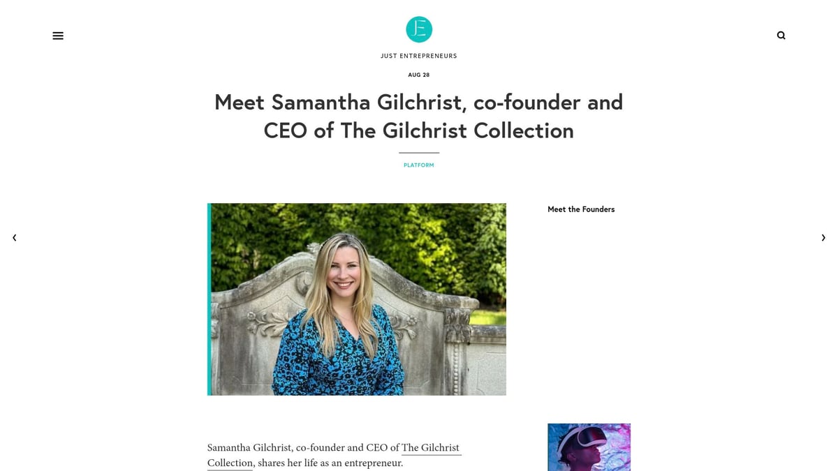 7 Inspiring Stories: Meet the Founder Behind Top Startups 2025 - Samantha Gilchrist, Co-Founder and CEO of The Gilchrist Collection