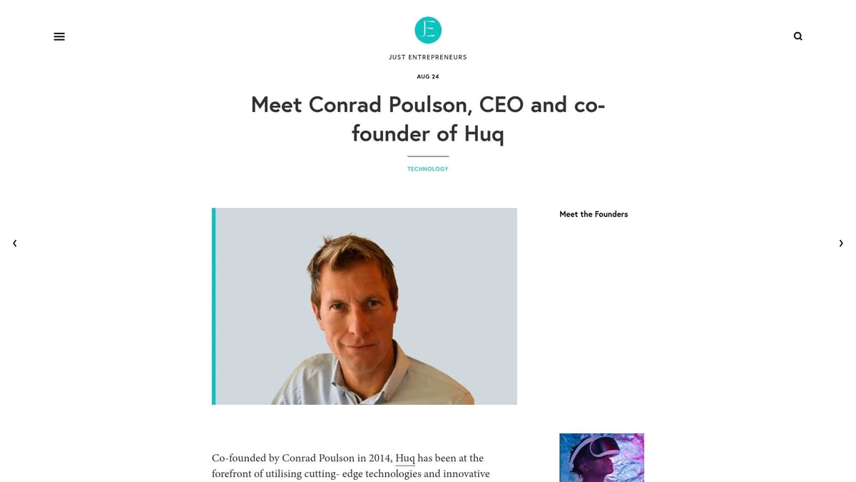 7 Inspiring Stories: Meet the Founder Behind Top Startups 2025 - Conrad Poulson, CEO and Co-Founder of Huq
