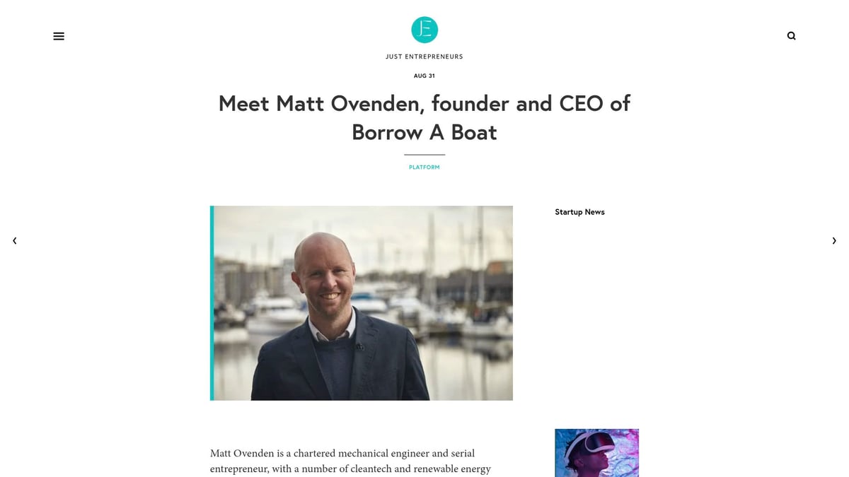 7 Inspiring Stories: Meet the Founder Behind Top Startups 2025 - Matt Ovenden, Founder and CEO of Borrow A Boat