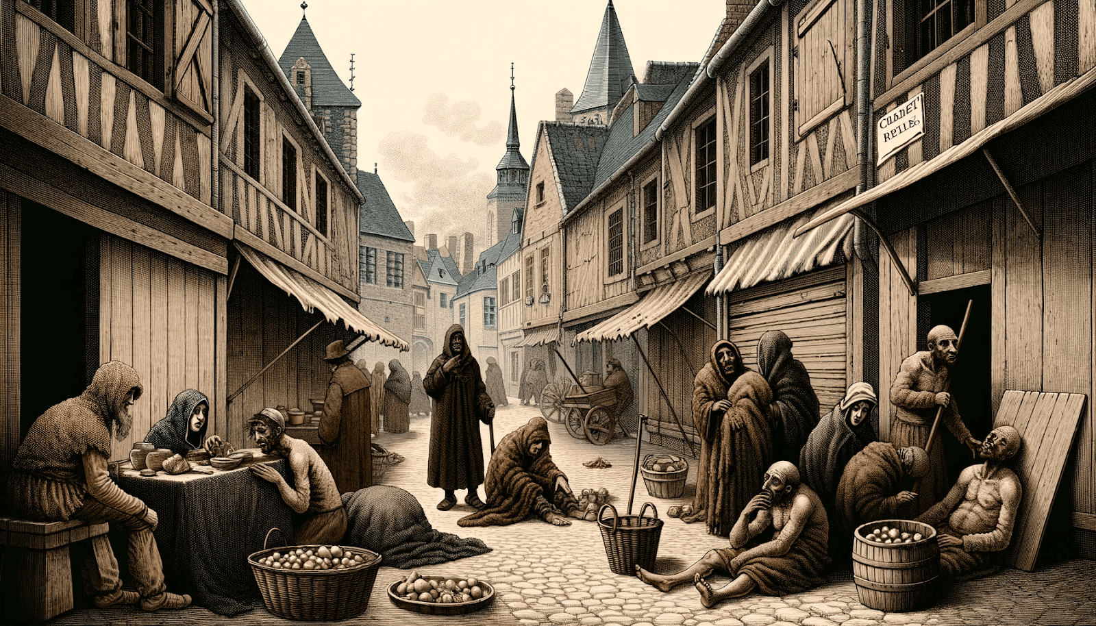 Paysans affamés et malades, reflet des angoisses d’une Europe troublée par le diable.