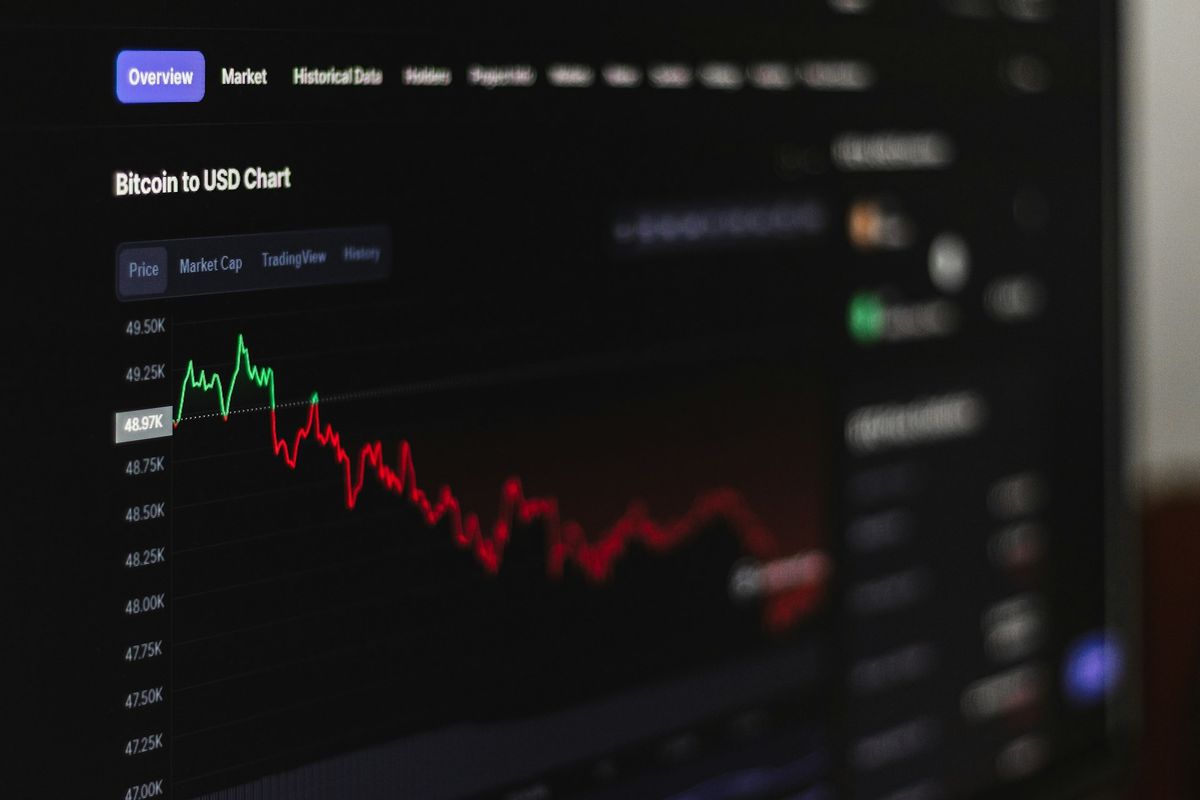 a computer screen displaying a stock market chart