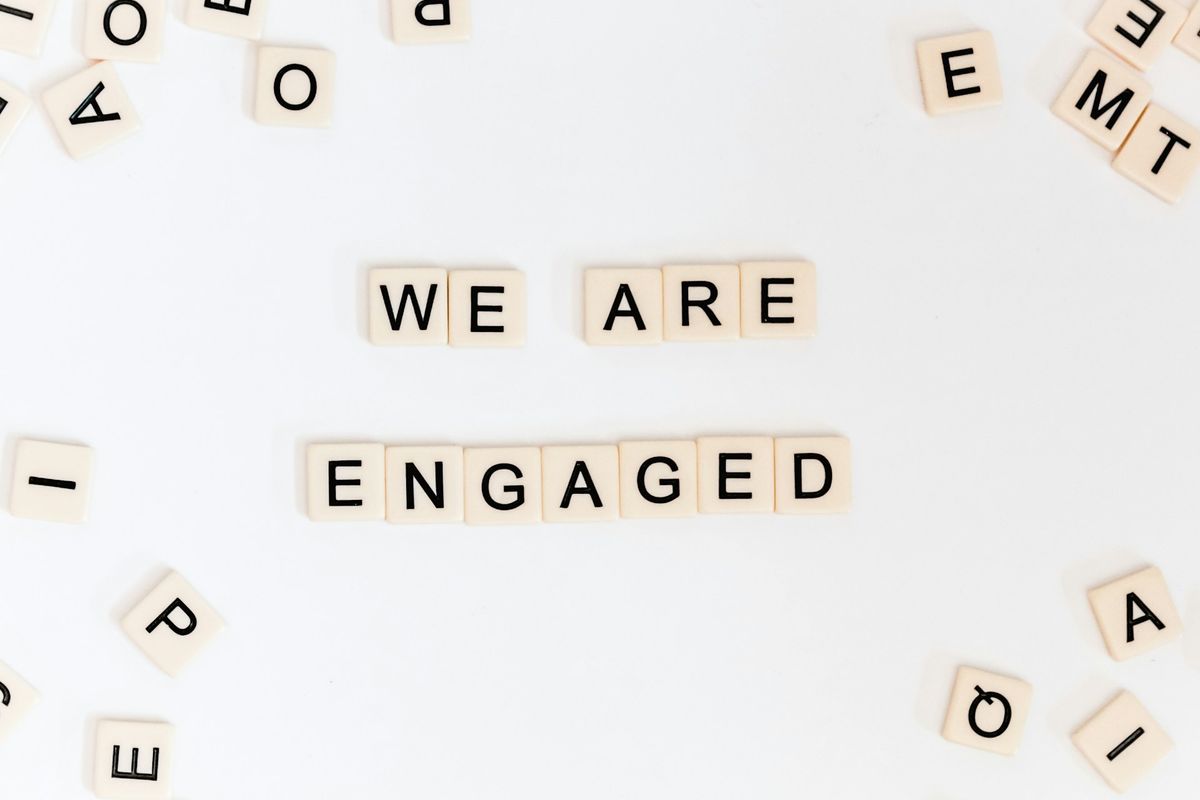 we are engaged letter blocks