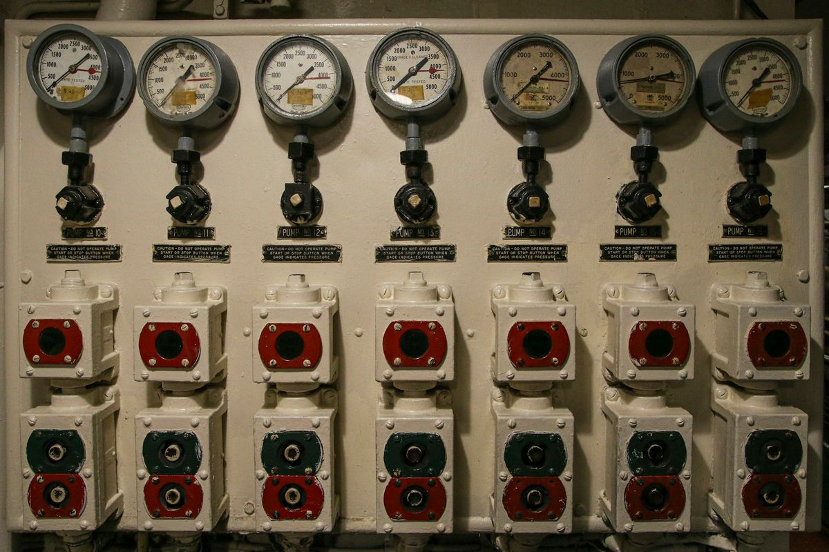white and red electric meter