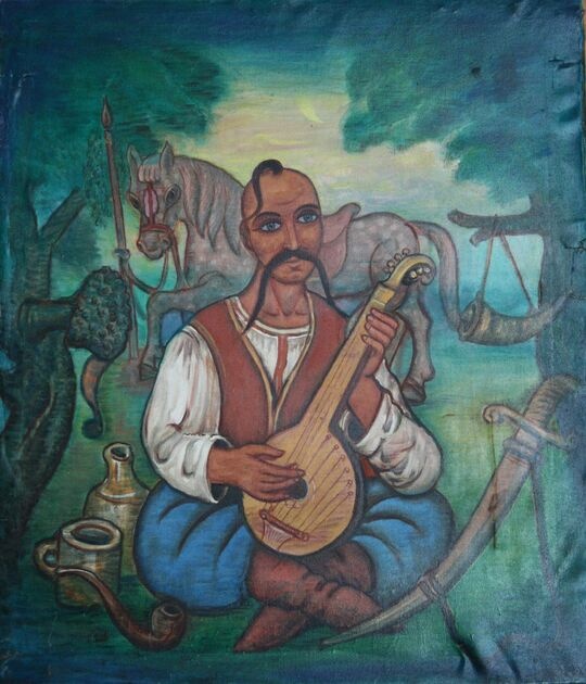 Painting "Cossack Mamay" by unknown author (1995). "Museum of Cossack Glory"