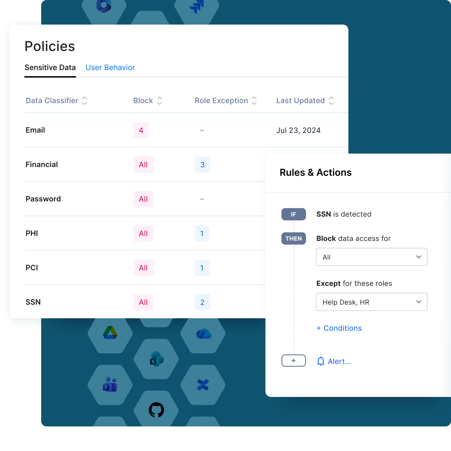 Diagram containing UI sections of issues list and details