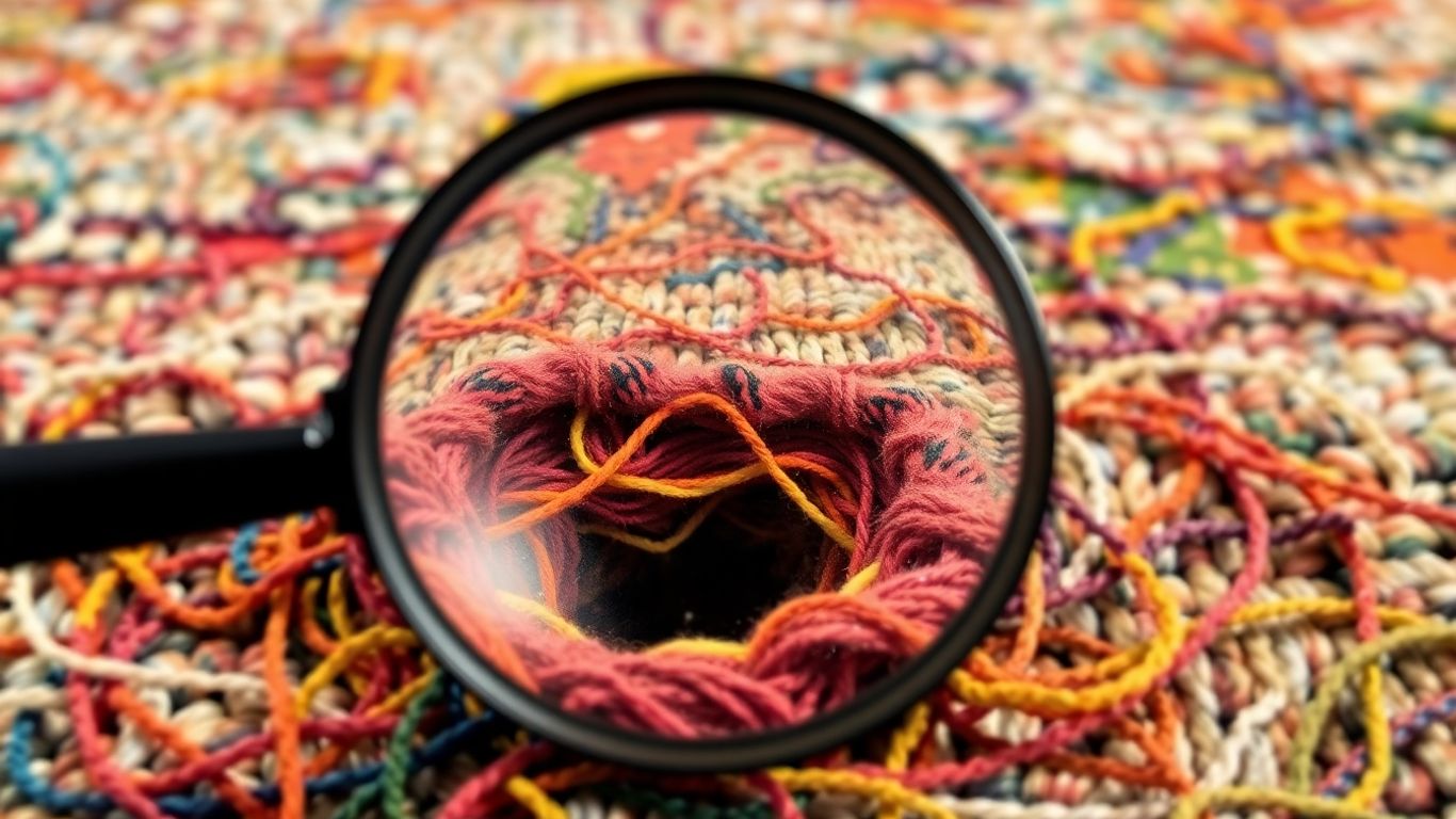 Magnifying glass over rug with hidden void