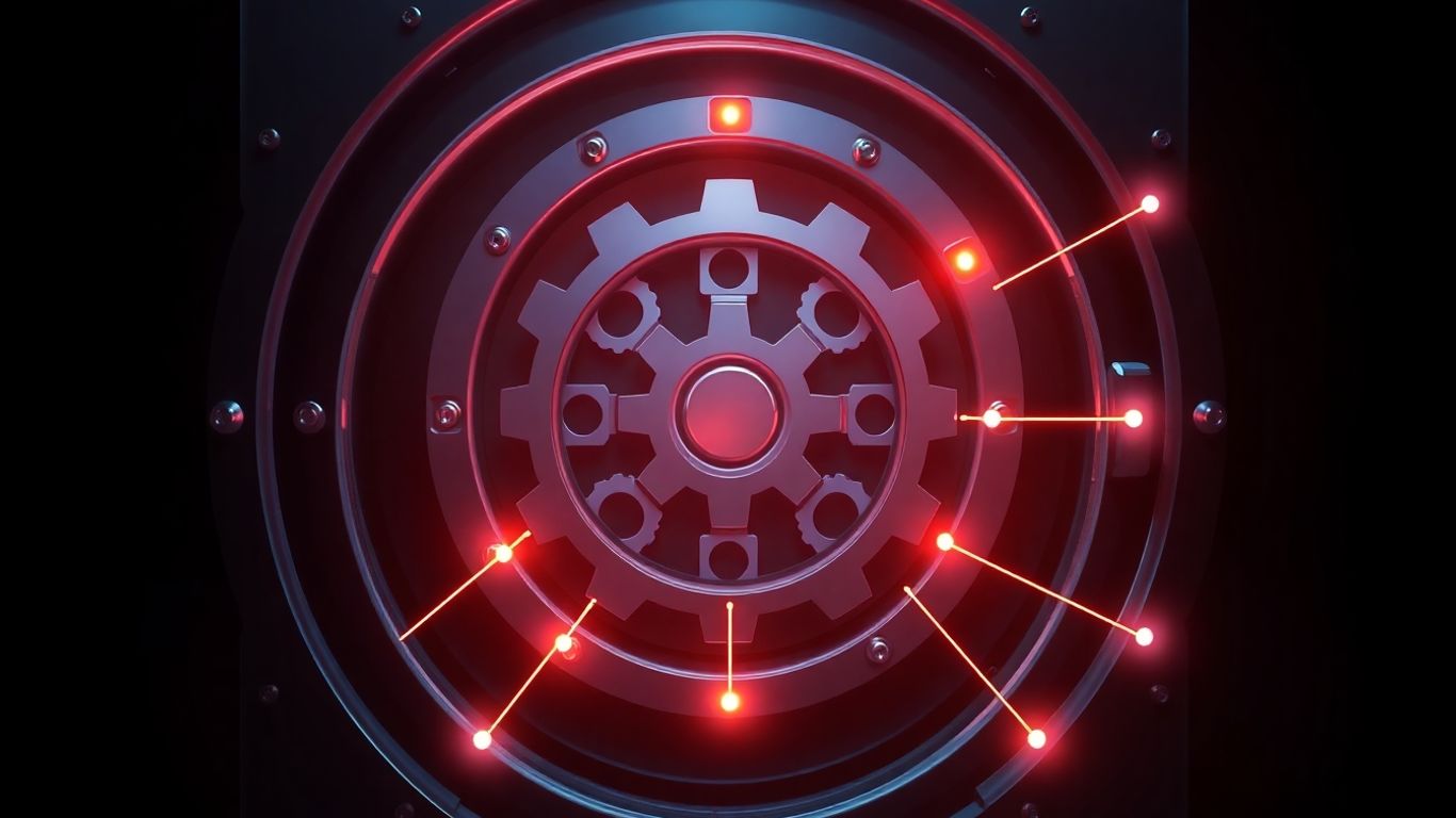 Interlocking gears securing a digital vault, indicating multi-signature protection.