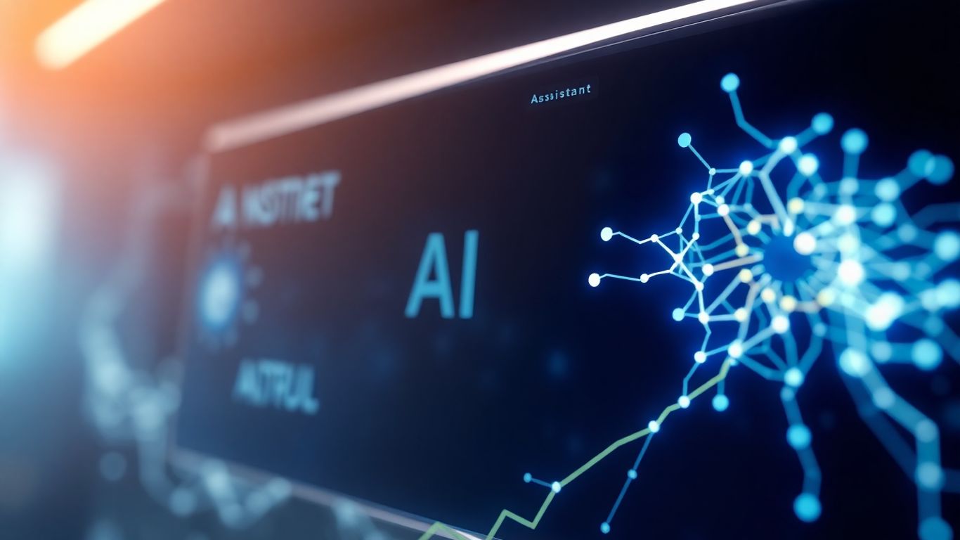 AI assistant interface with glowing neural network patterns