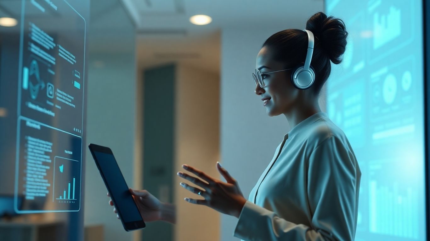 Virtual agent assisting customer on a digital screen.