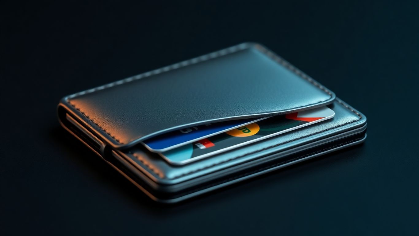 Modern metallic wallet protecting credit cards inside.