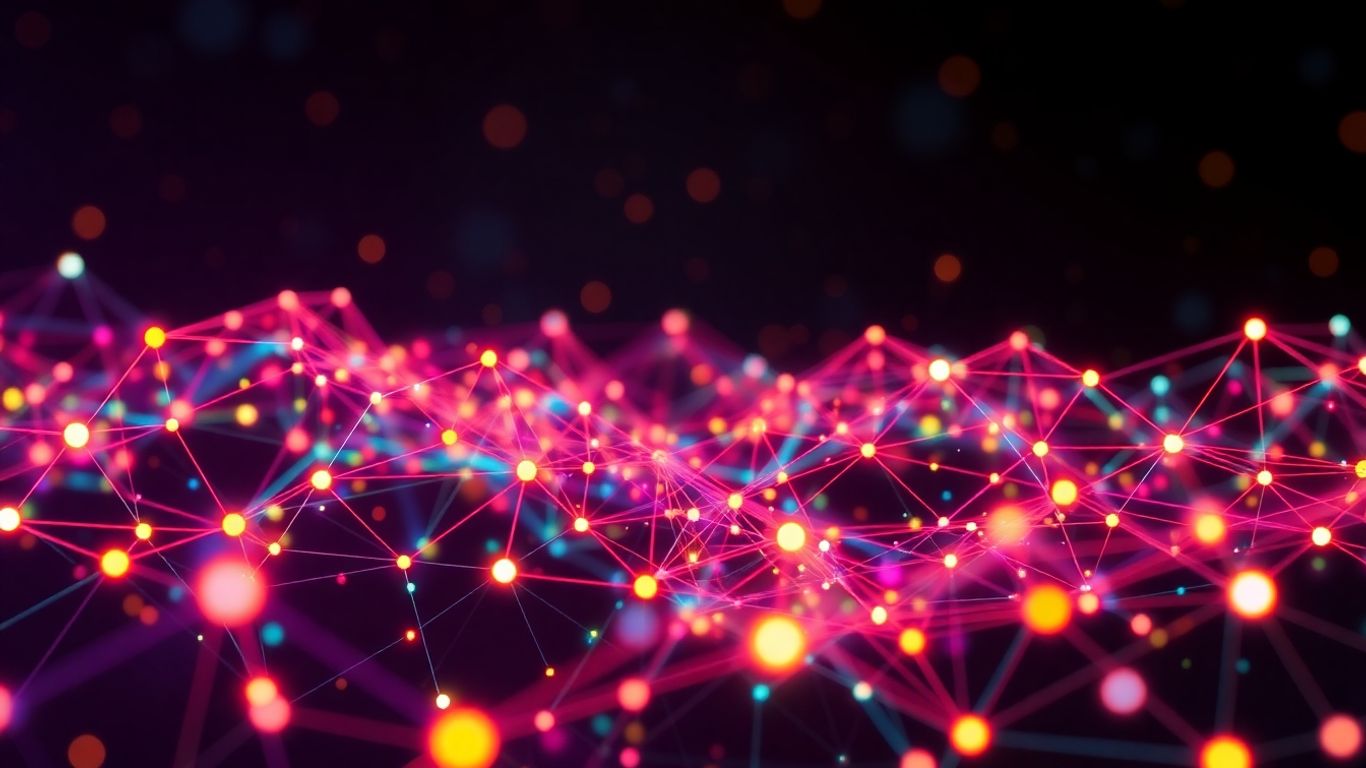 Abstract digital network with flowing data streams.
