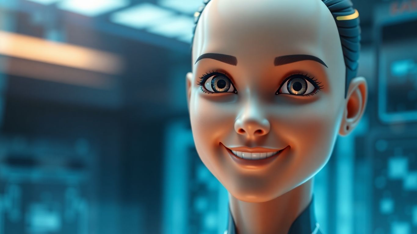 Hyper-realistic AI avatar interacting in a digital space.