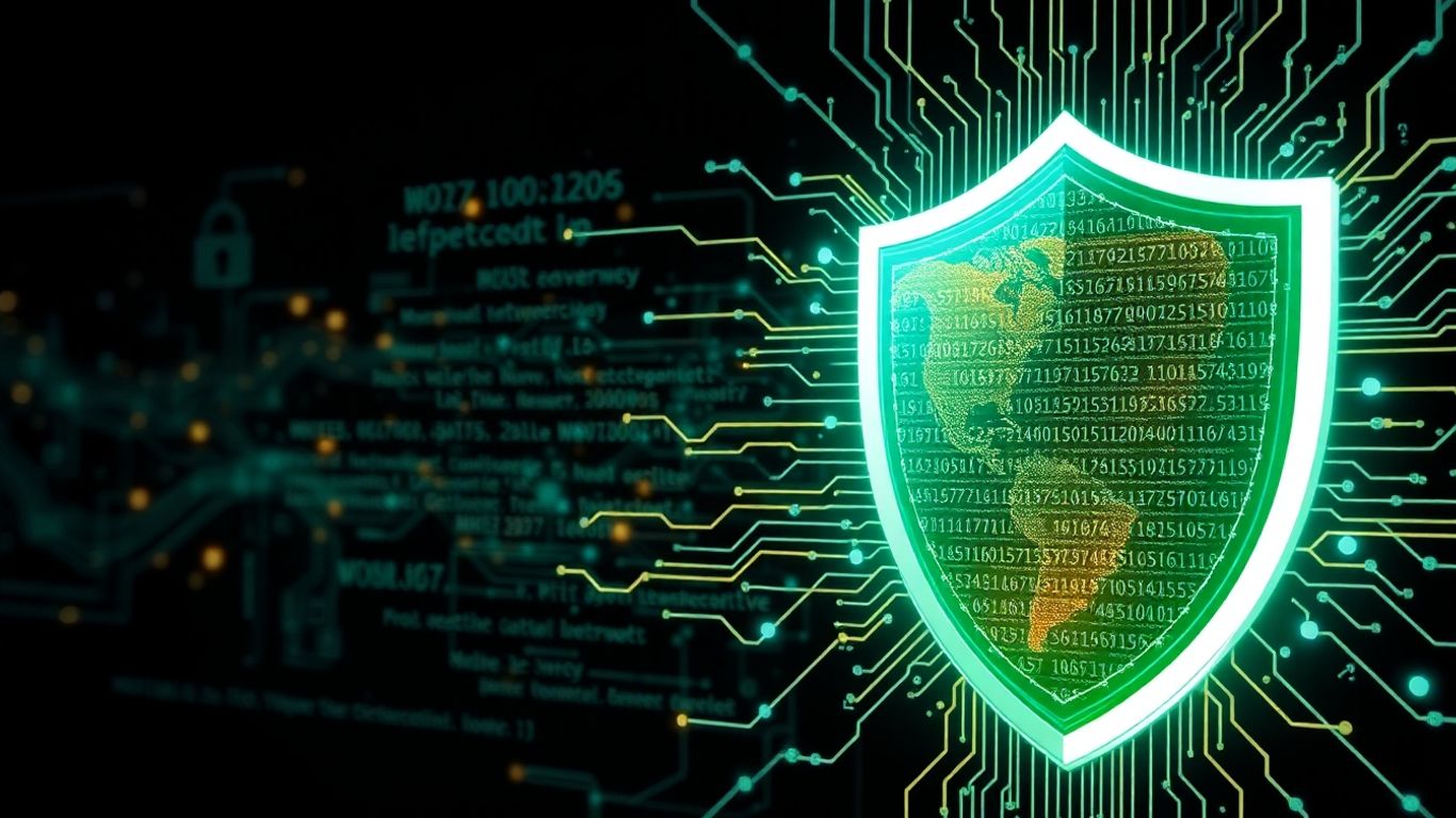 Digital shield protecting connected world from threats.