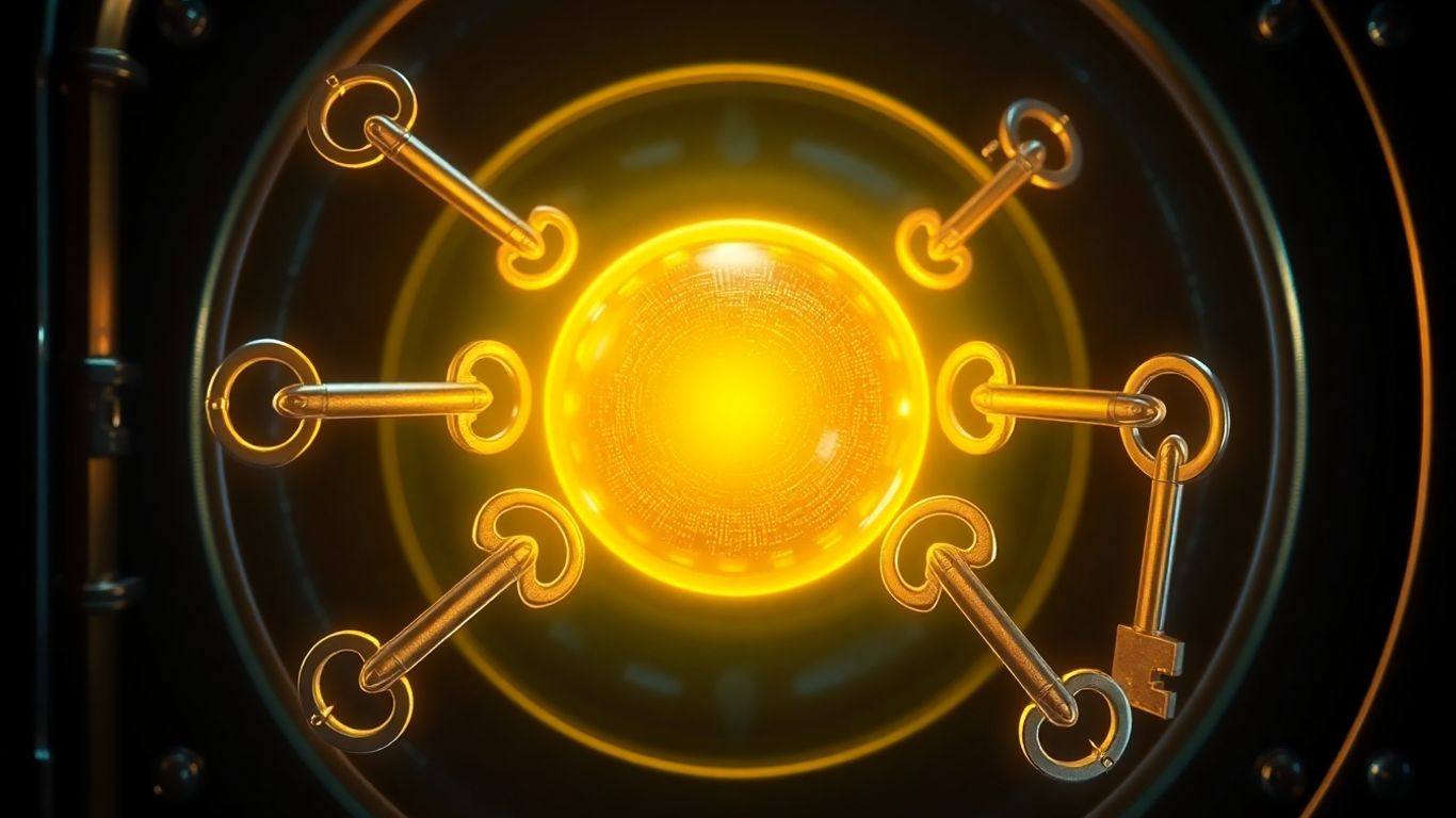 Multiple keys securing a digital vault.