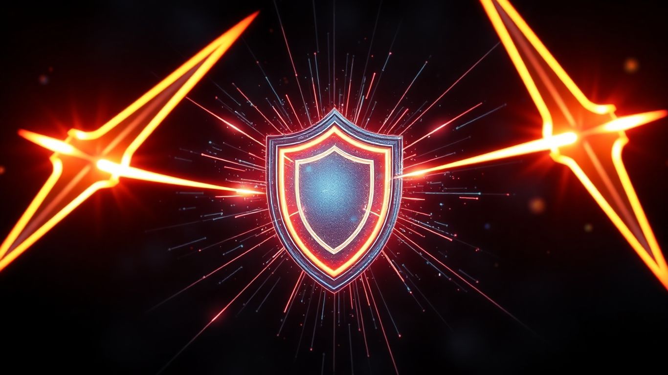 Fortified digital shield deflecting incoming digital projectiles.